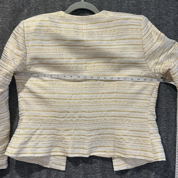 JS collections formal, twinset top and jacket, ivory Gold metallic stripe Sz 16 - Picture 12 of 16